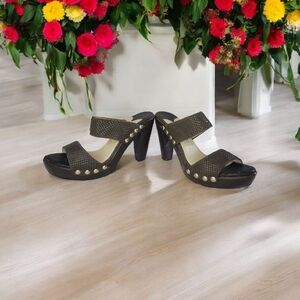 Jimmy Choo 39 Women's 8 US Mule Ulrika Platform Brown Leather Snakeskin Texture